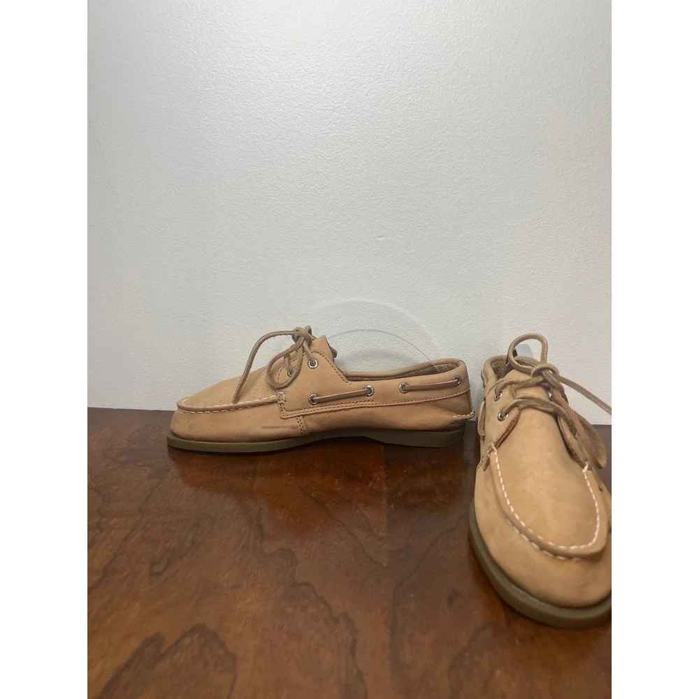 Sperry Authentic Original Slip-On Boat Shoes Big Kids Boys Size 5 Leather Tan